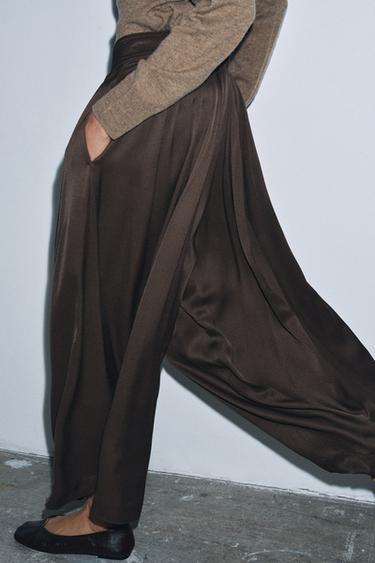 PANTALON À PLIS ZW COLLECTION - Marron de Zara - Image 2