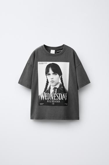 T-SHIRT EFFET DÉLAVÉ WEDNESDAY © - Gris anthracite de Zara