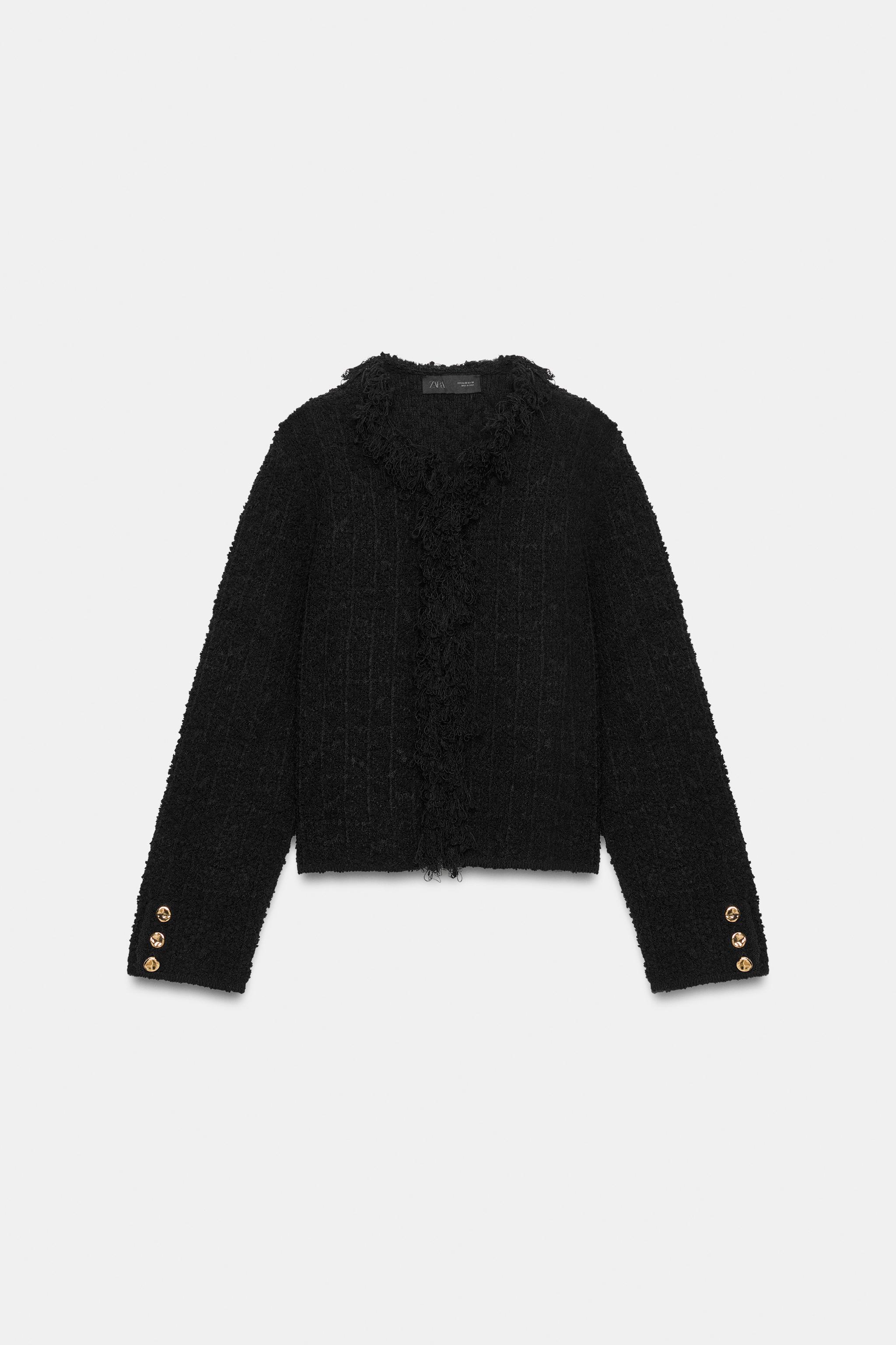 STRUCTURED FRINGED CARDIGAN
