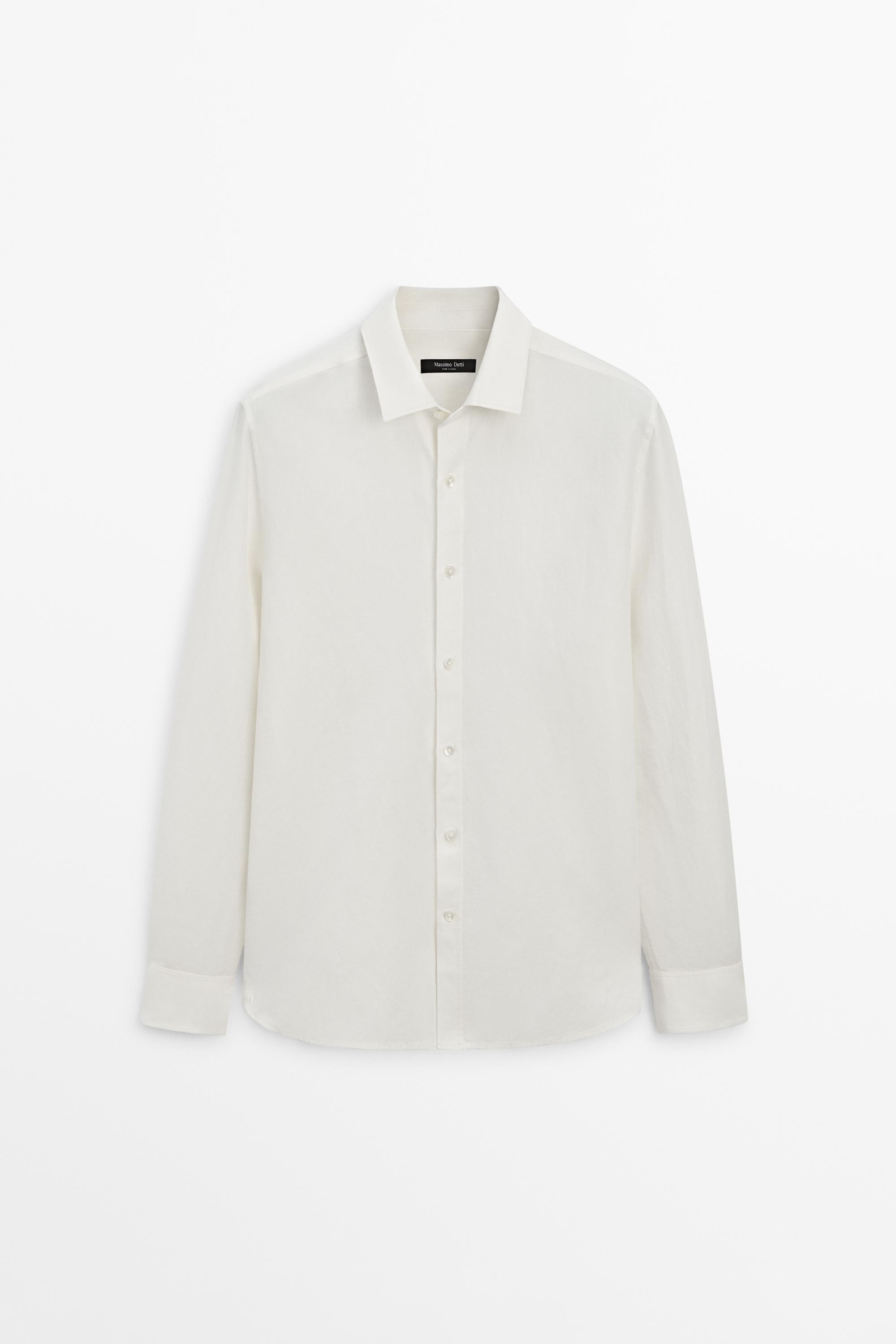 Regular fit linen blend shirt
