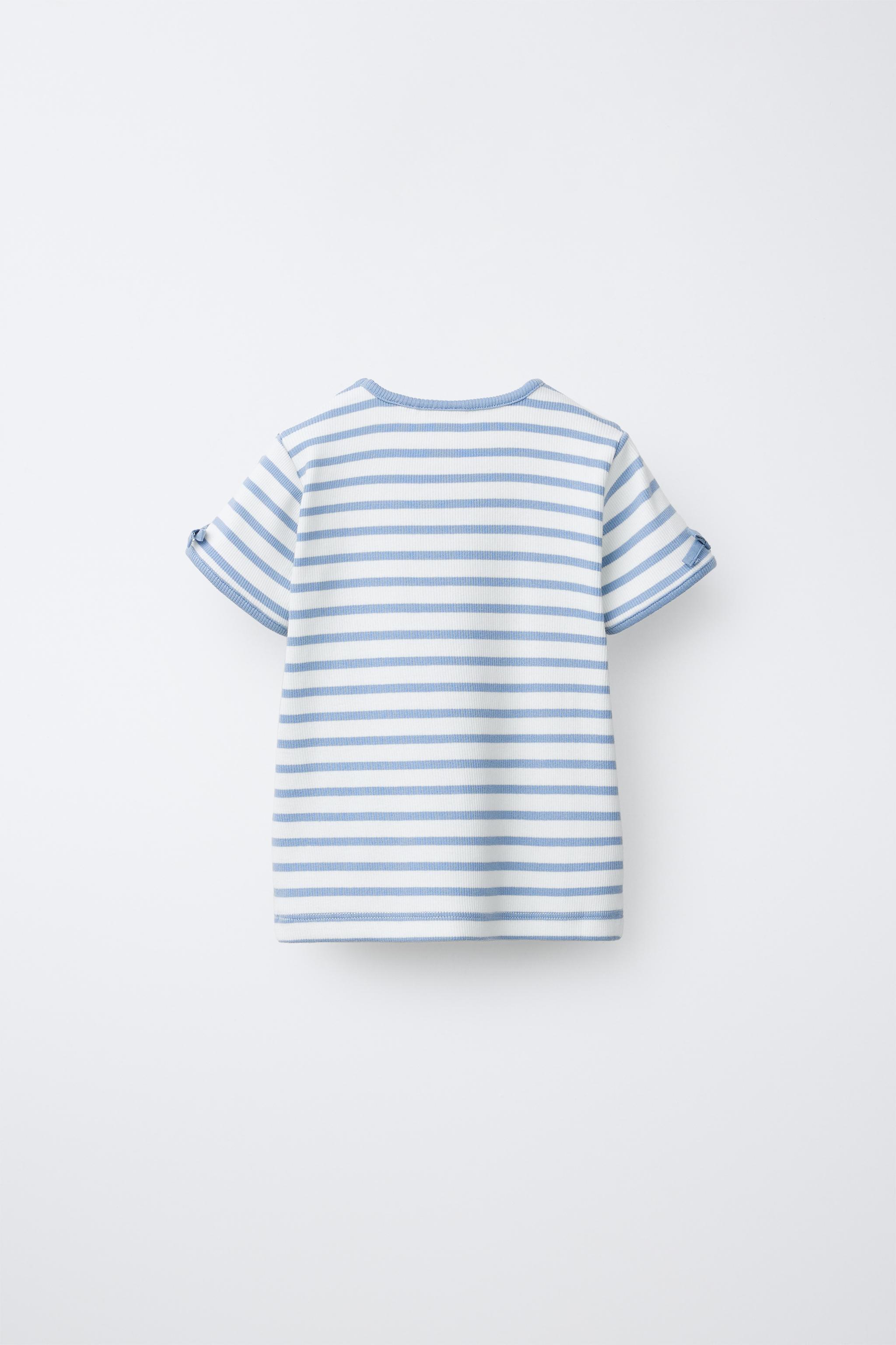 T-SHIRT CÔTELÉ À RAYURES ET LACETS