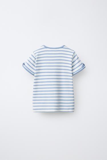 T-SHIRT CÔTELÉ À RAYURES ET LACETS - rayures de Zara - Image 1