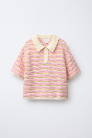 POLO DE TRICÔ COM RISCAS - Rosa da Zara - Imagem 0