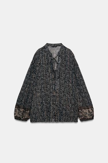 Zara METALLIC THREAD PRINT BLOUSE - Multicolored