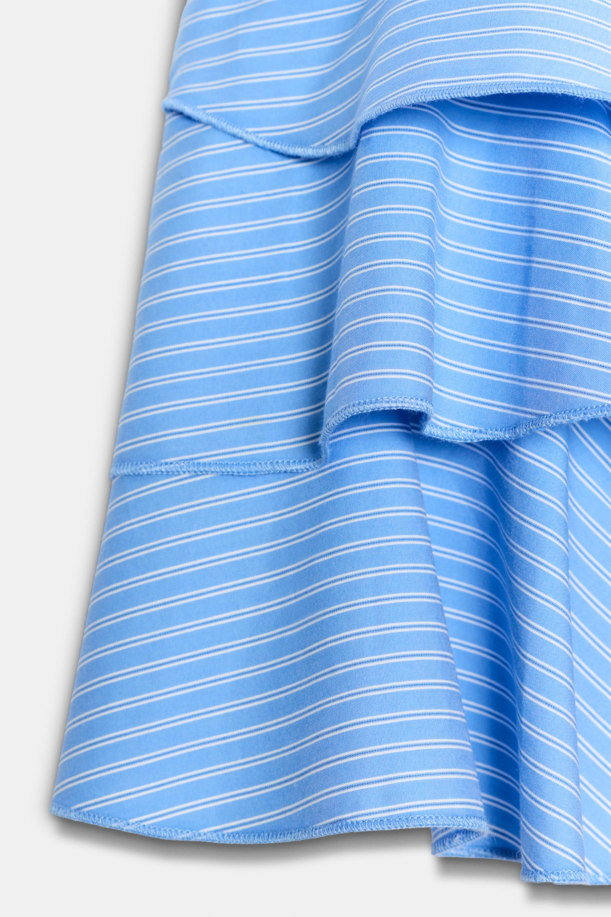 STRIPED RUFFLED POPLIN TOP