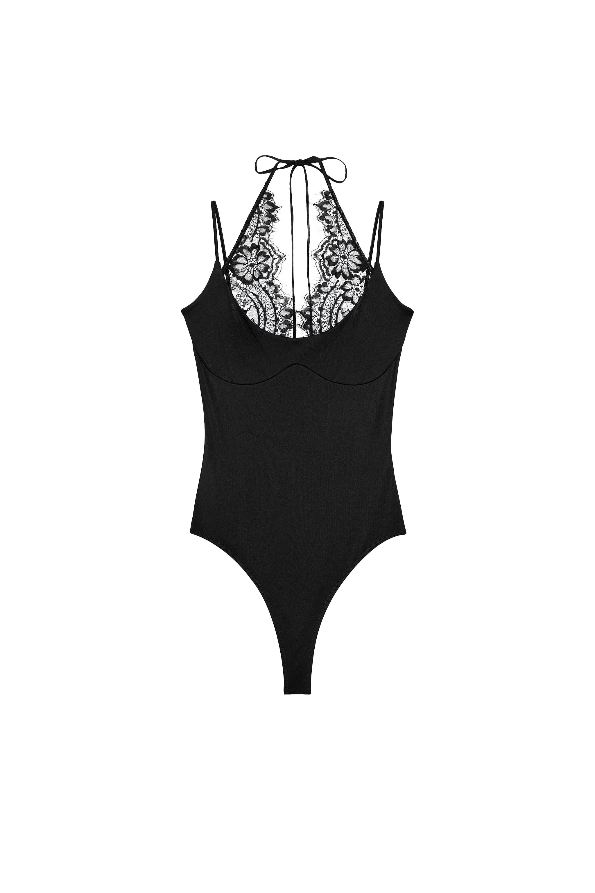 COMBINATION LACE HALTER BODYSUIT - Black | ZARA United States
