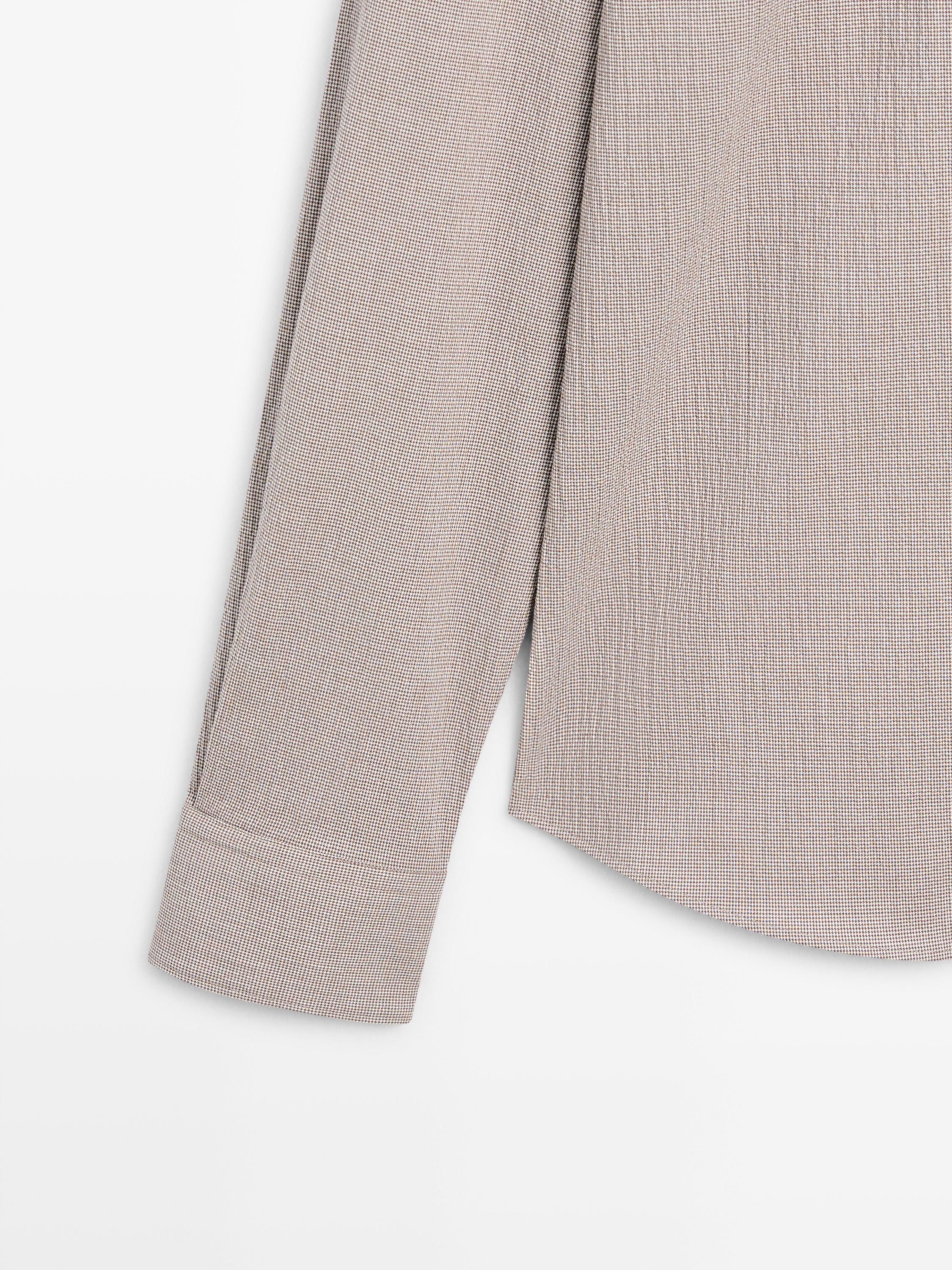 Houndstooth cotton blend shirt