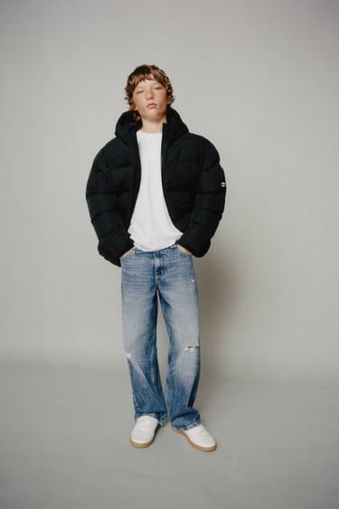WATER-REPELLENT LABELLED PADDED COAT - Black by Zara