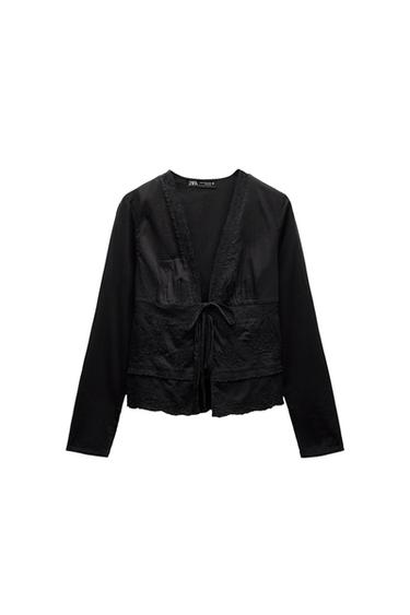 EMBROIDERED SHIRT WITH TIES