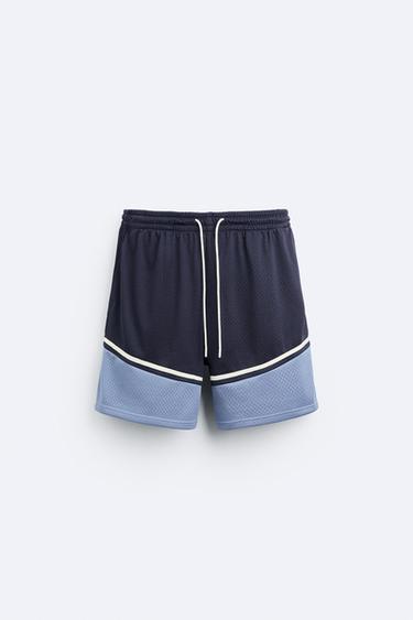 BERMUDA COLOR BLOCK - Bleu marine de Zara
