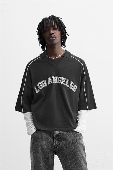 MOLETOM POLO COM MENSAGEM EM CONTRASTE - Preto da Zara