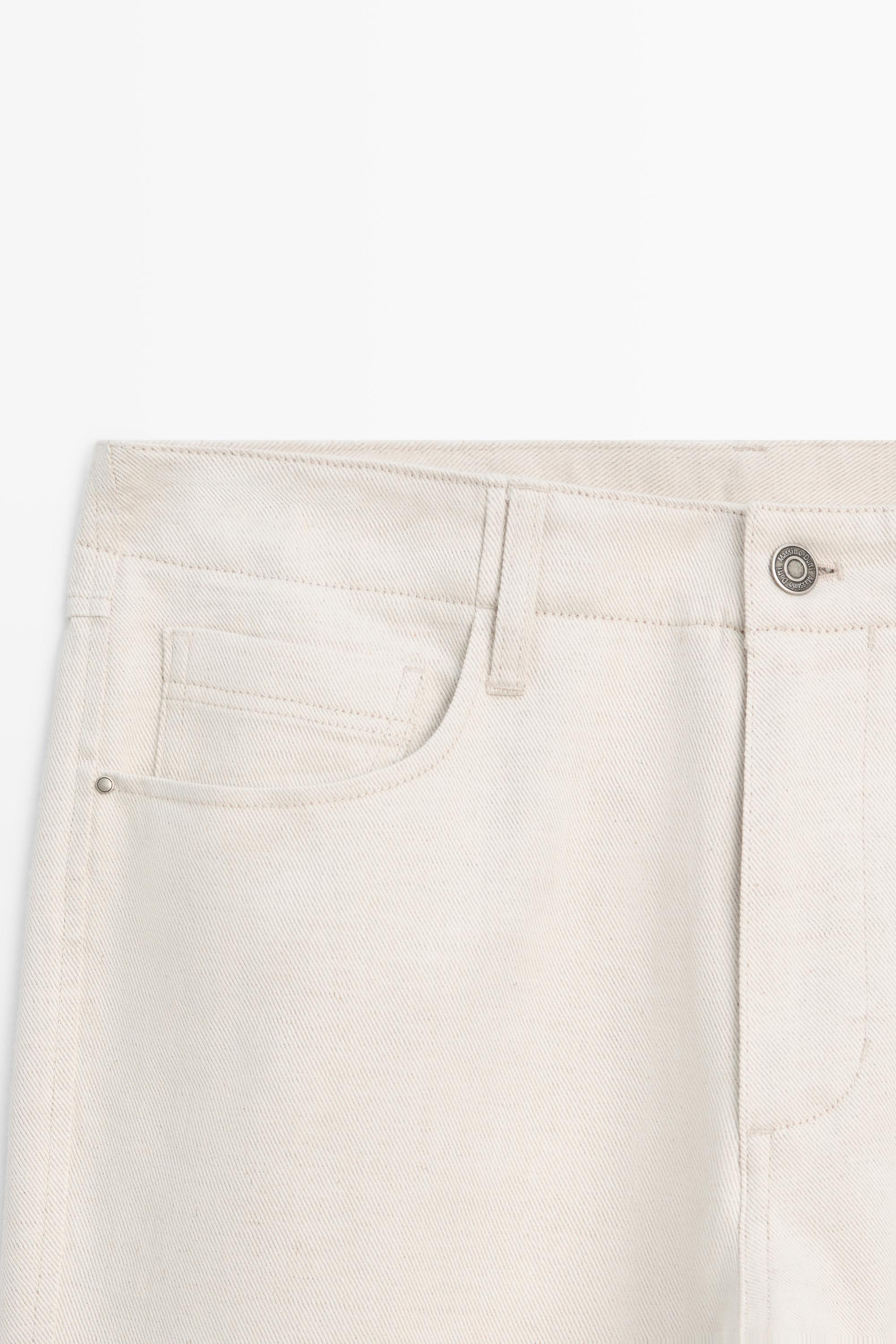Cotton and linen tapered fit jeans