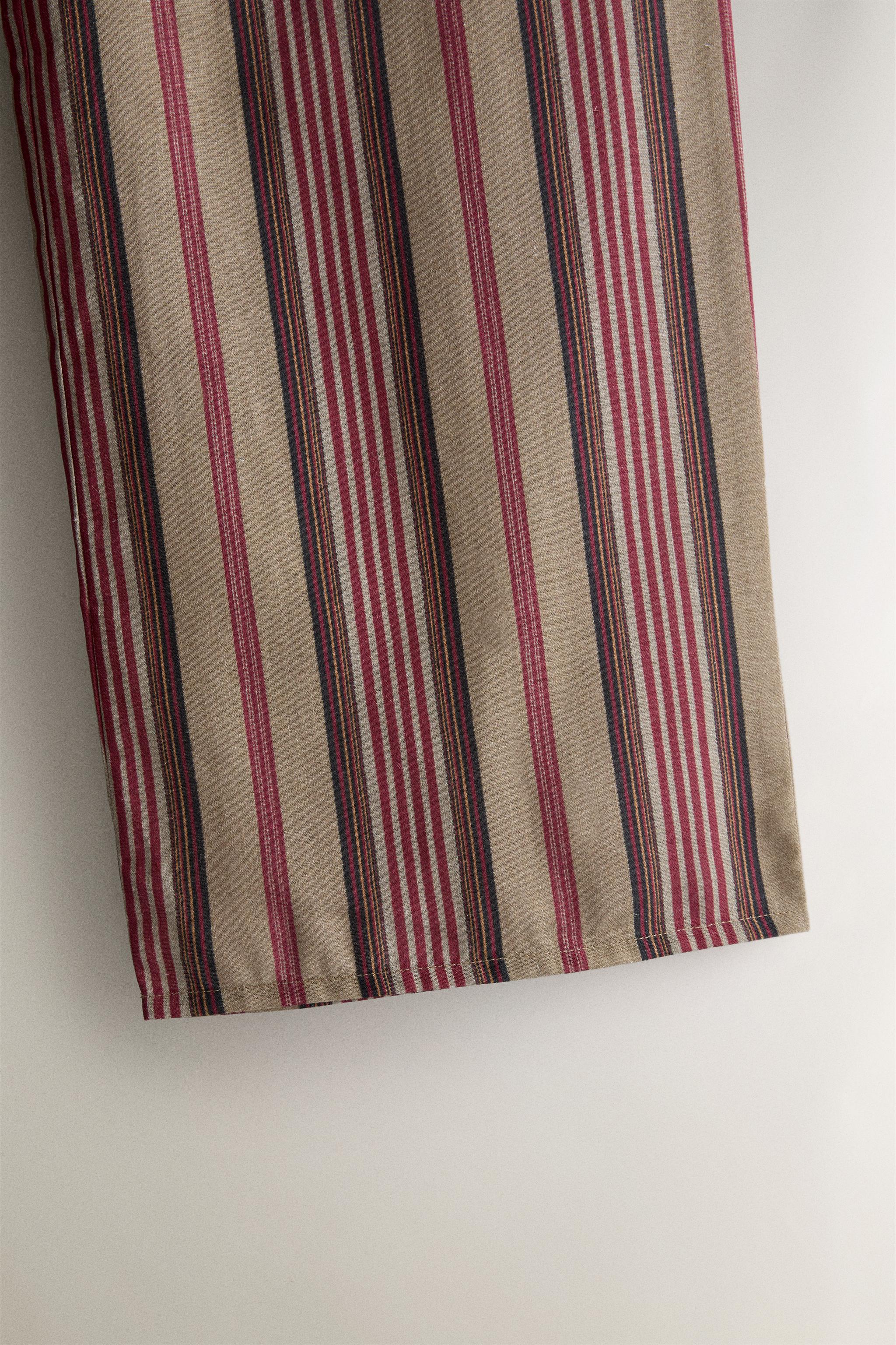 COTTON LINEN STRIPED TROUSERS | KATHARINE POLE