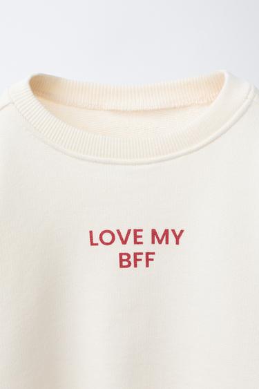 SLOGAN AND HEART SWEATSHIRT - Ecru by Zara - Image 2