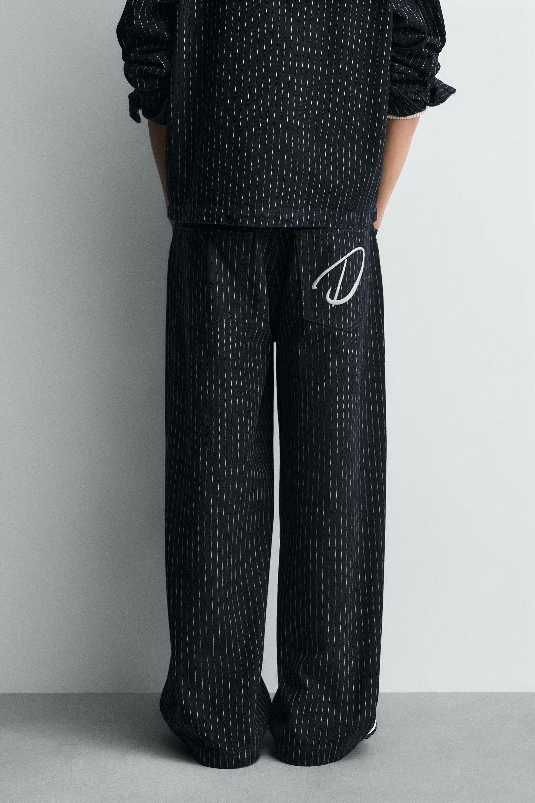 ピンストライプ柄バギーフィットパンツ - ブルー | ZARA Japan / 日本