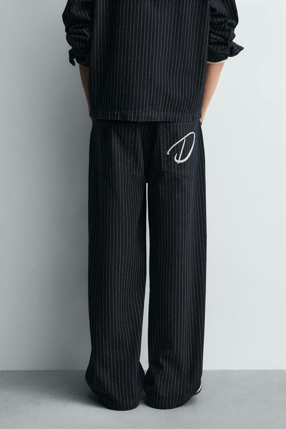 ピンストライプ柄バギーフィットパンツ - ブルー | ZARA Japan / 日本
