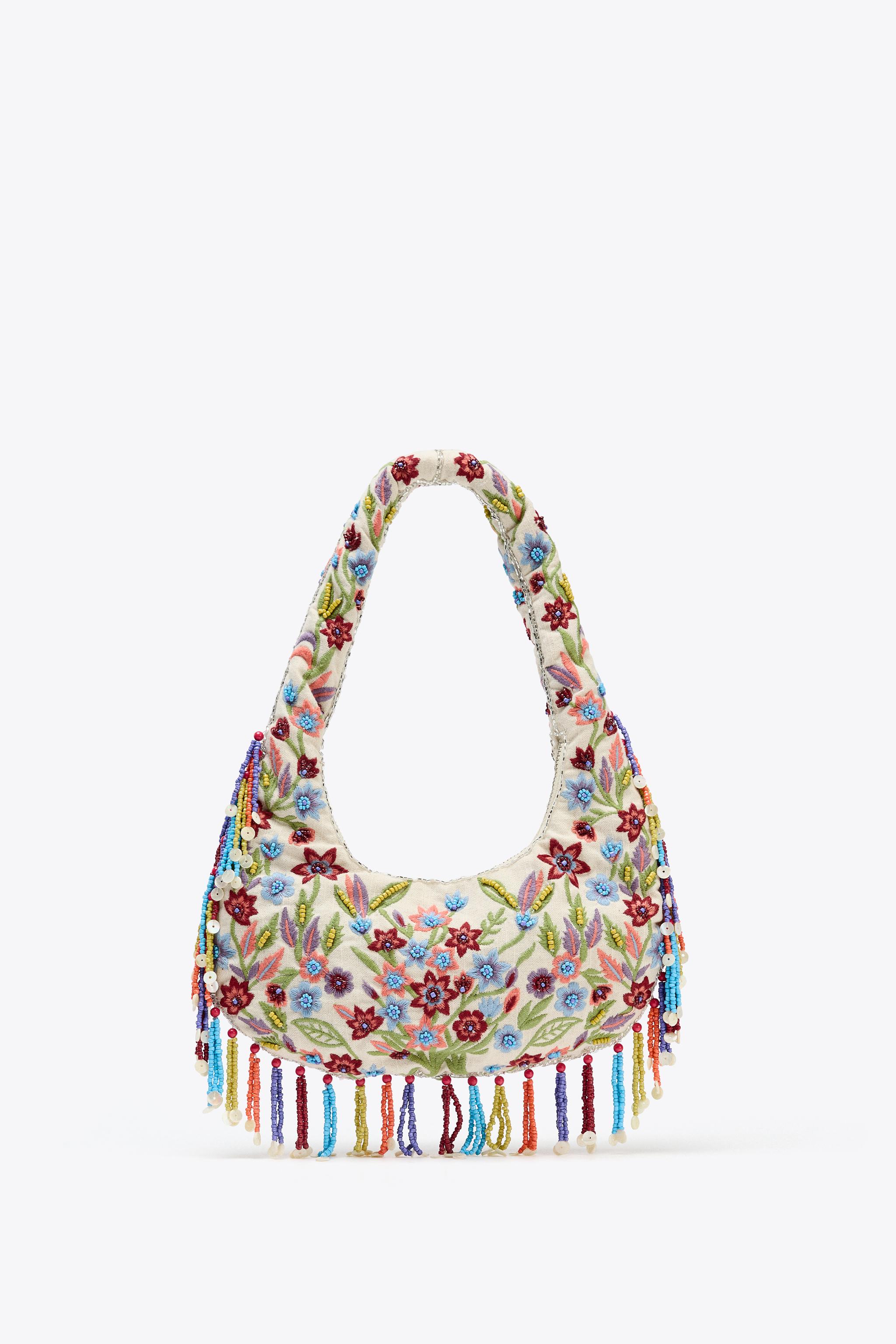ZARA 花柄刺繍入りオーバルバッグ 6206/610 花柄刺繍入りオーバルバッグ - マルチカラー | ZARA Japan / 日本