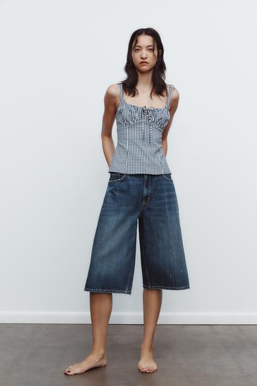 GINGHAM STRETCH TOP - Blue/White by Zara - Image 0