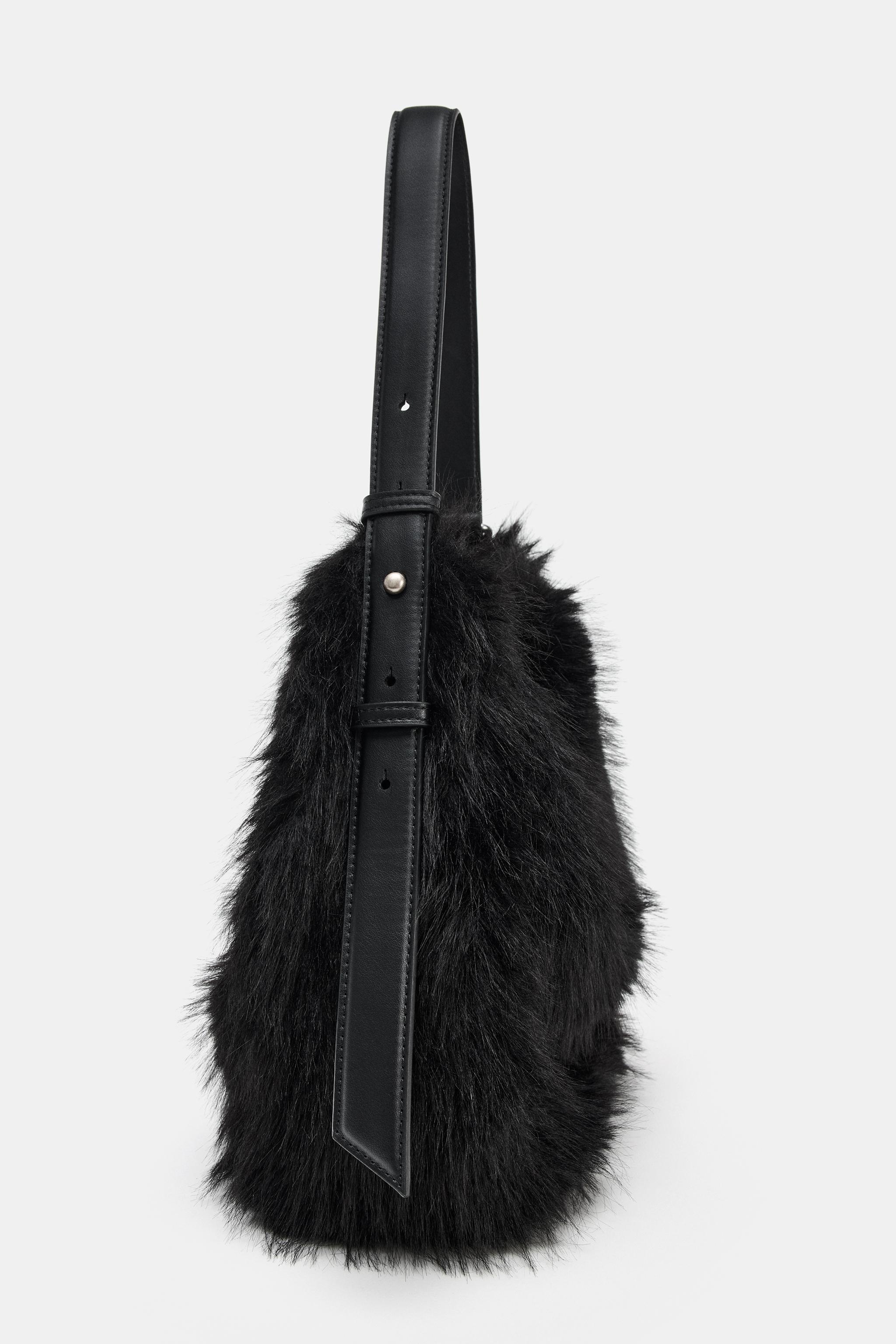FAUX FUR BUCKET BAG - Black | ZARA India