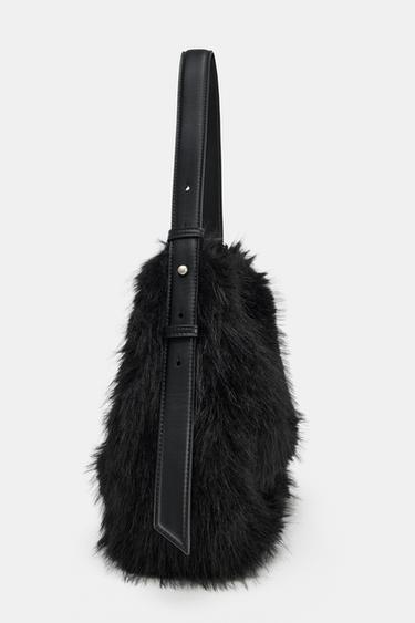 FAUX FUR BUCKET BAG - Black by Zara - Image 2