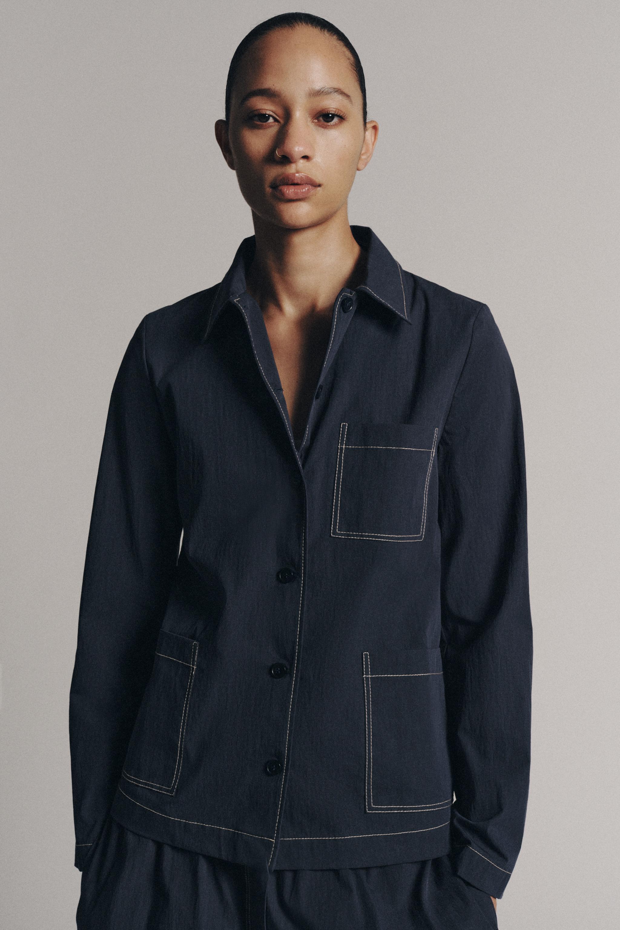 TOPSTITCHED SHIRT ZW COLLECTION - Blue / Gray | ZARA United States