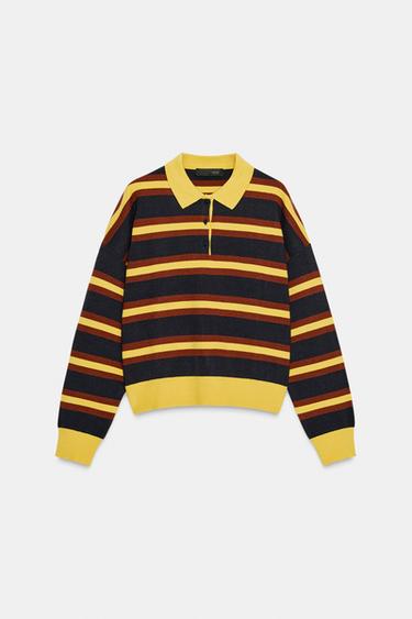 PULL POLO EN MAILLE À RAYURES - Multicolore de Zara - Image 1
