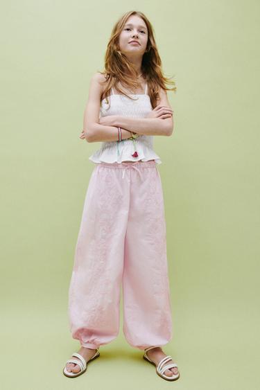 EMBROIDERED SAROUEL TROUSERS - Pink by Zara