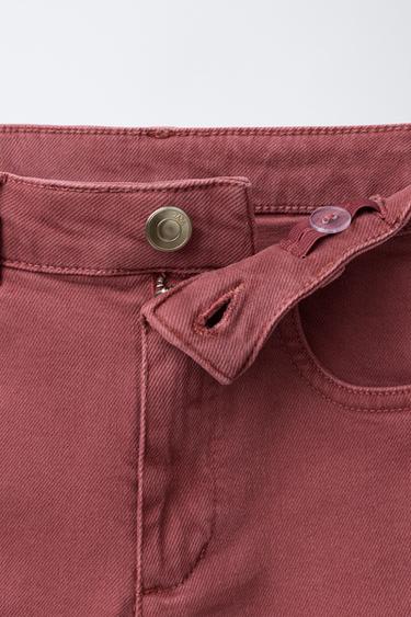 STUDDED FLARE JEANS - Red / Coral de Zara - Image 2