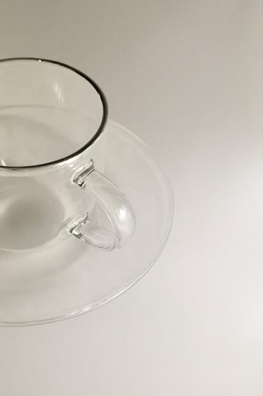 TASSE À THÉ ET ASSIETTE BOROSILICATE FILET ARGENT - Argent de Zara - Image 2