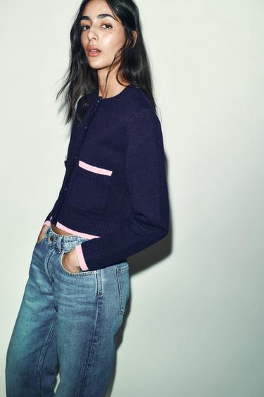 COMBINED KNIT CARDIGAN - Navy blue by Zara - Image 2