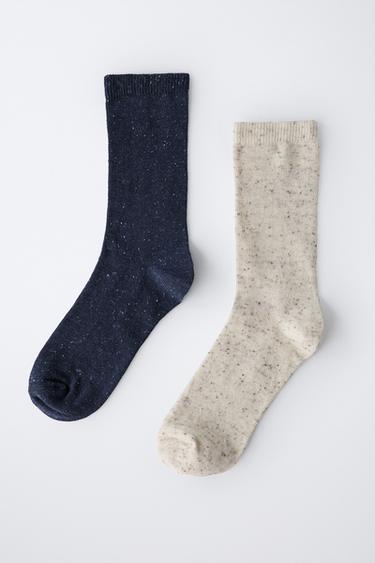 LOT DE DEUX PAIRES DE CHAUSSETTES MONTANTES BOTONATO - Beige clair de Zara - Image 3