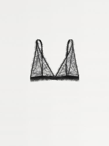 Bralette en dentelle effilochée - Noir de Zara