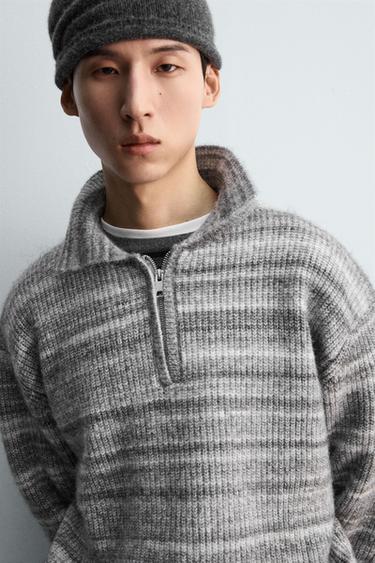 KNIT POLO SHIRT WITH ZIP - Grey by Zara