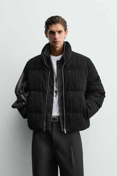 クロップドフィットパフジャケットブルーZaraのクロップドフィットパフジャケット - ブルー