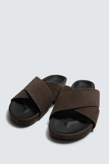 SANDALES À BRIDES CROISÉES - Chocolat de Zara - Image 4