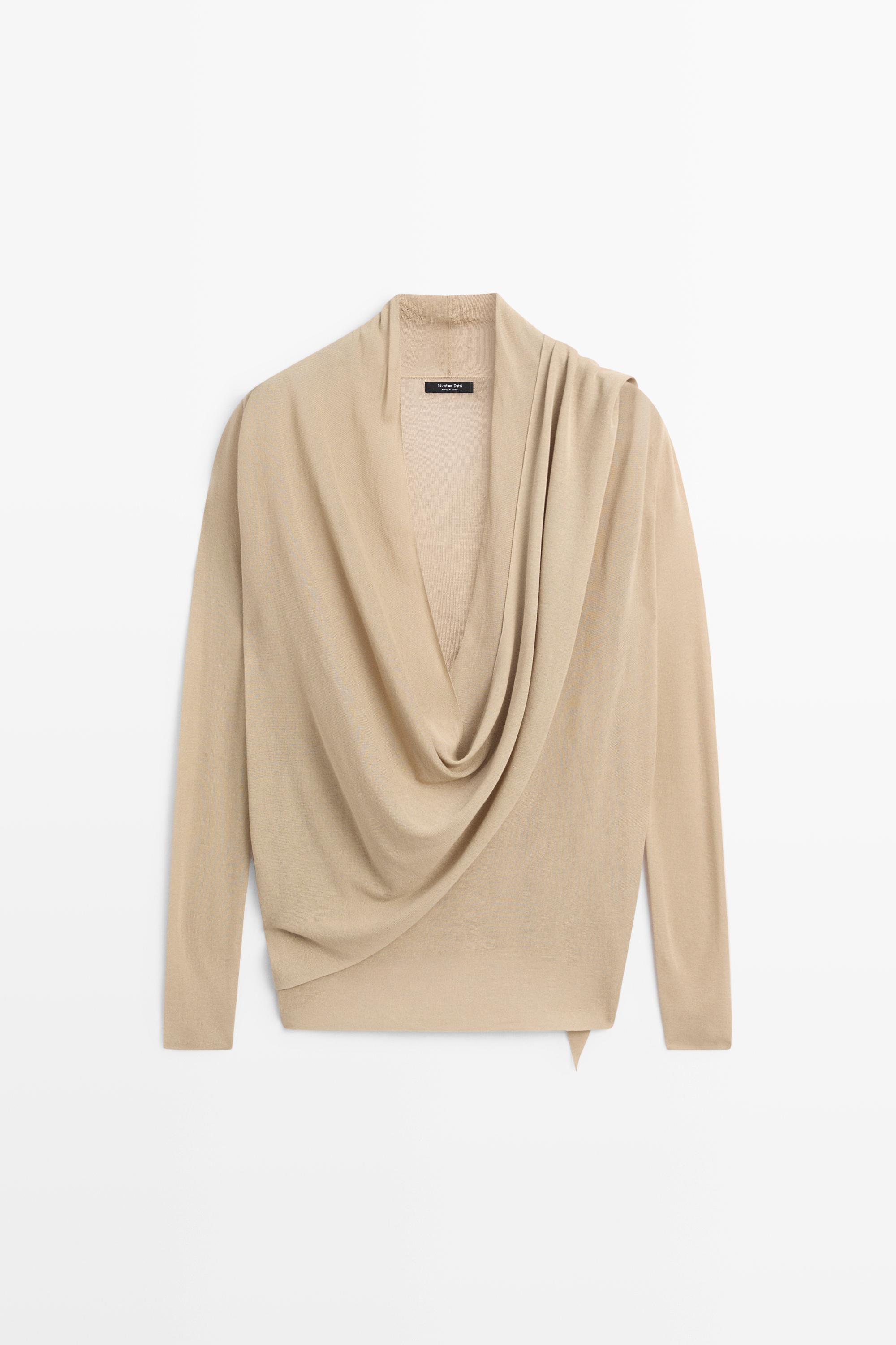 Cardigan en maille à détail drapé croisé