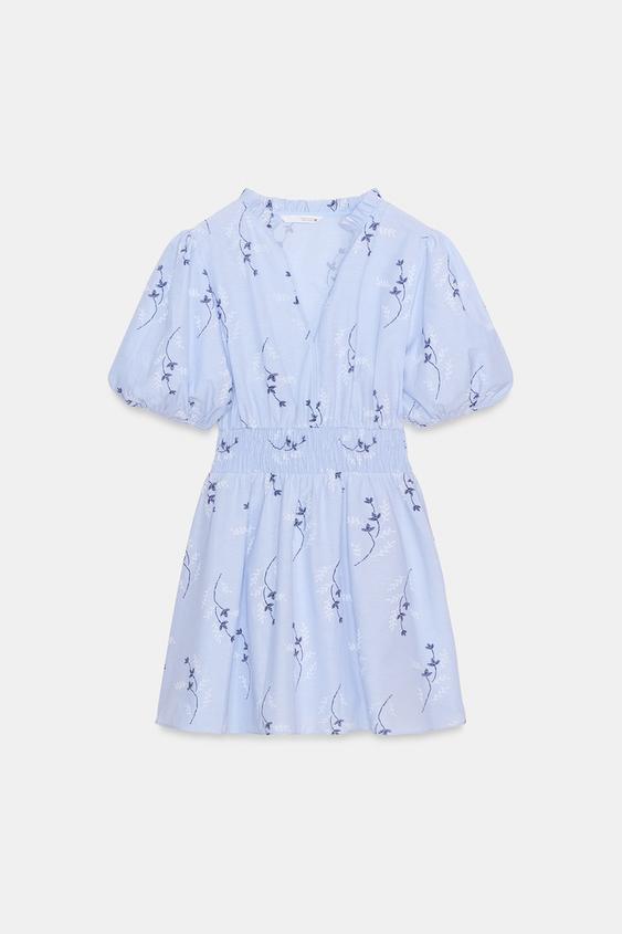 zara embroidered blue dress Zara embroidered blue dress