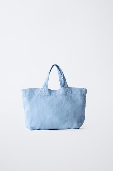 PETIT SAC EN TISSU 100 % LIN - Bleu pastel de Zara - Image 4