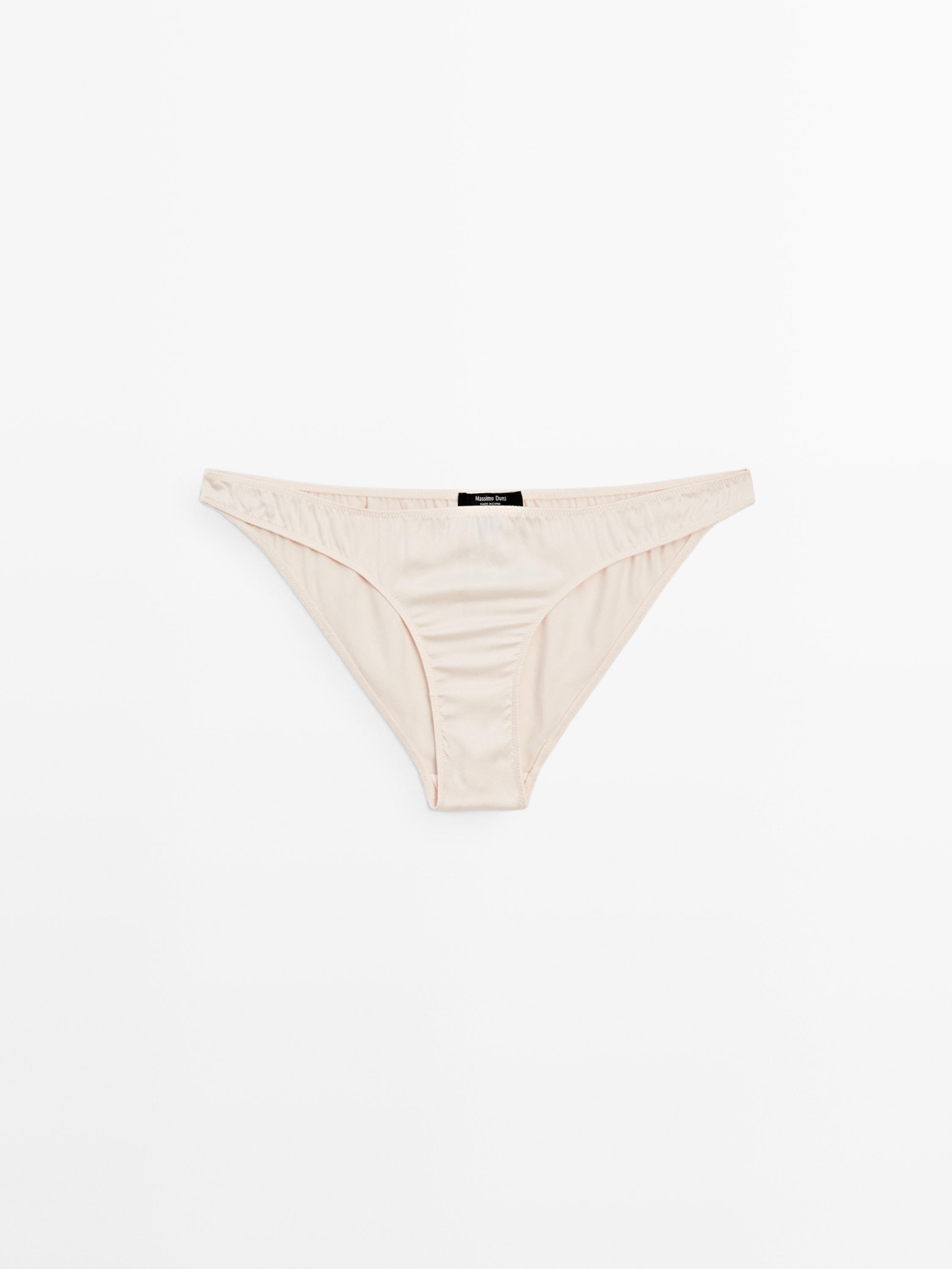 Satin silk blend briefs — Ecru
