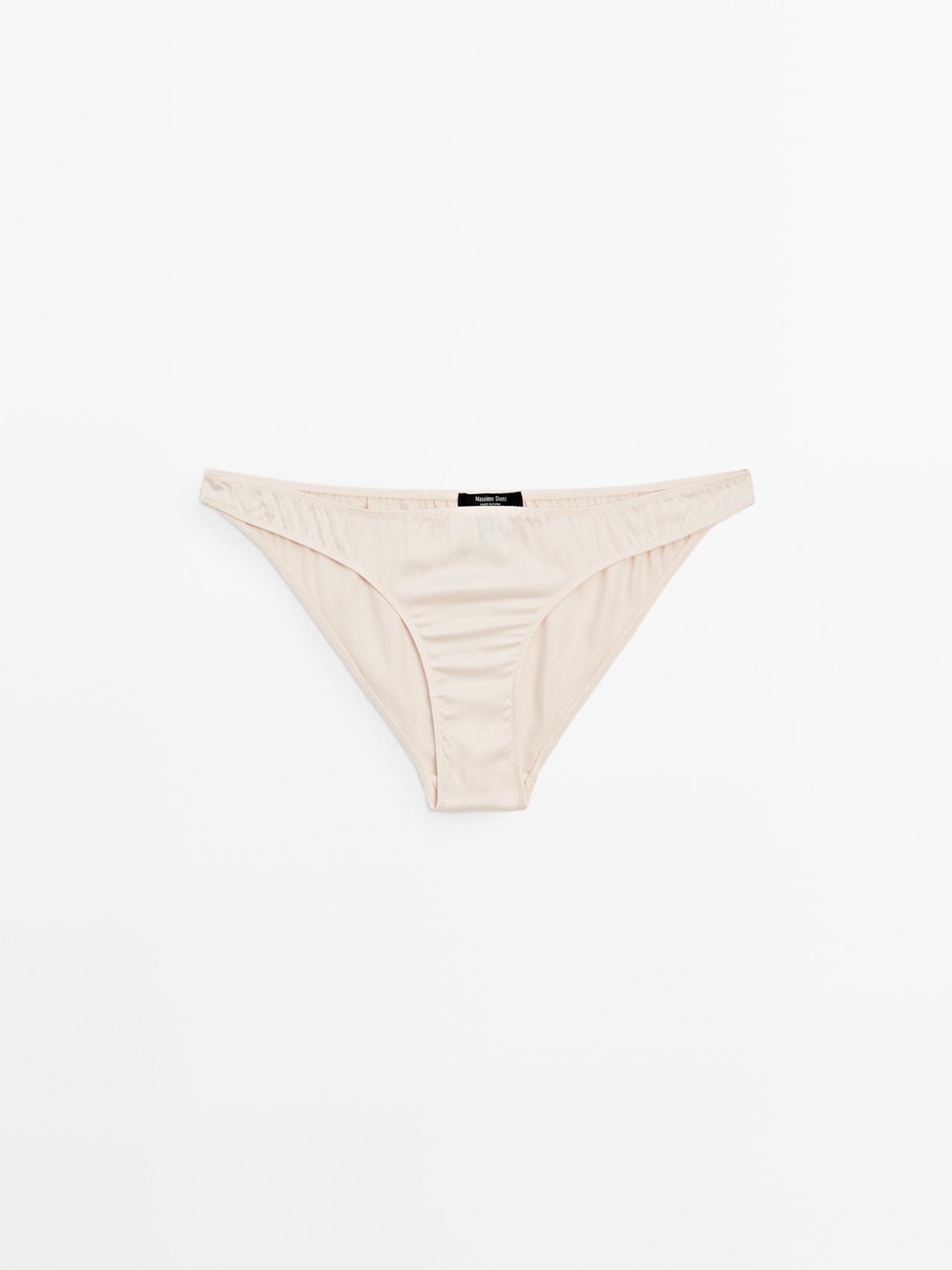 Satin silk blend briefs — Ecru