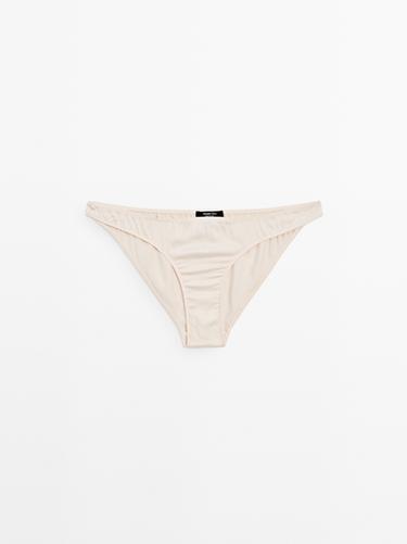 Zara Satin silk blend briefs - Ecru