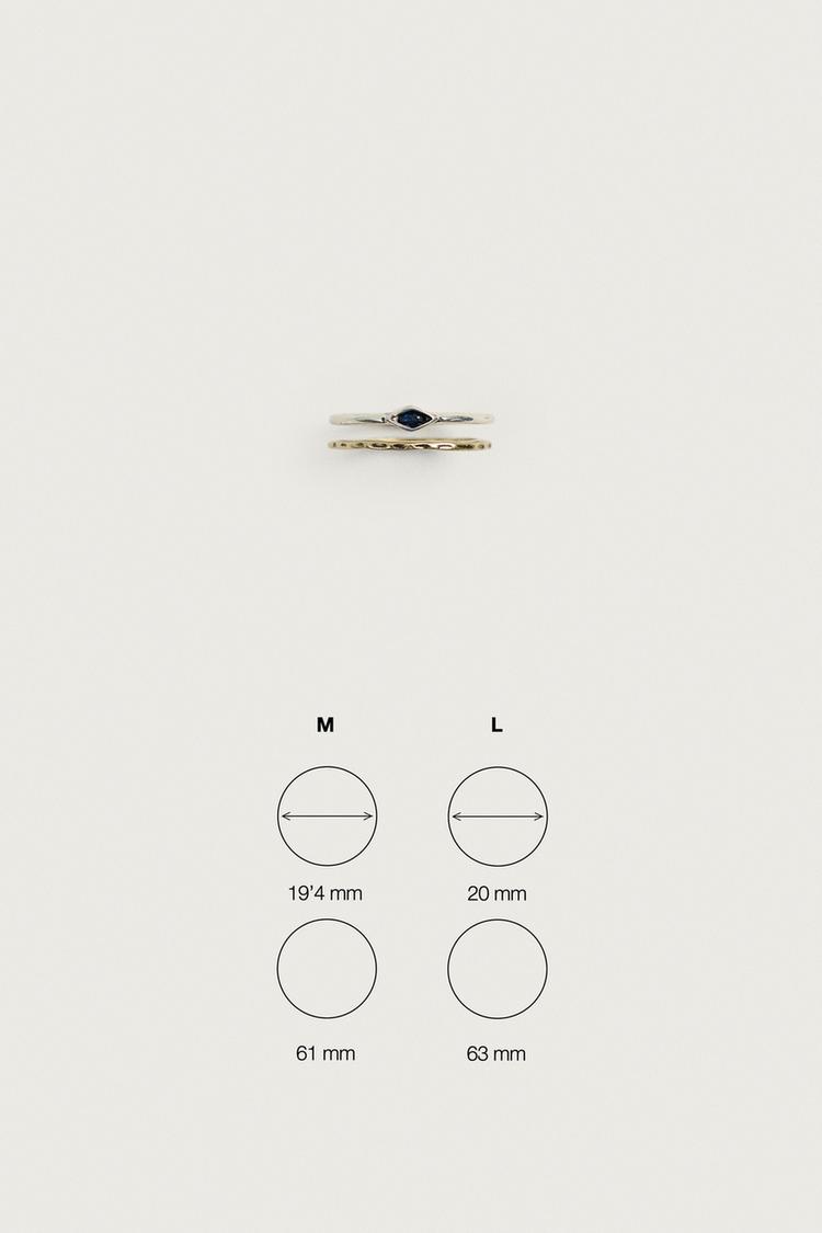 Paquete de 2 anillos de metal combinados 6