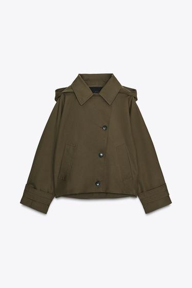 TRENCH DÉPERLANT ZW COLLECTION - Kaki clair de Zara - Image 5