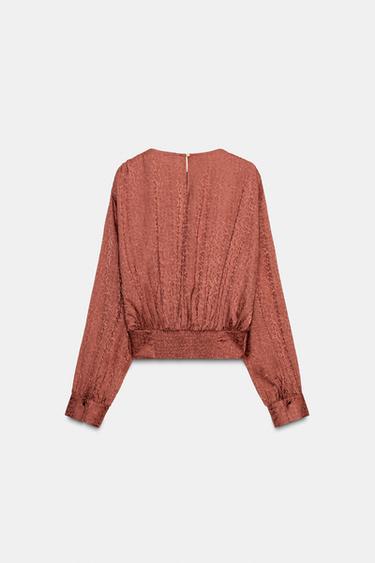 JACQUARD BALLOON TOP - MARSALA by Zara - Image 7