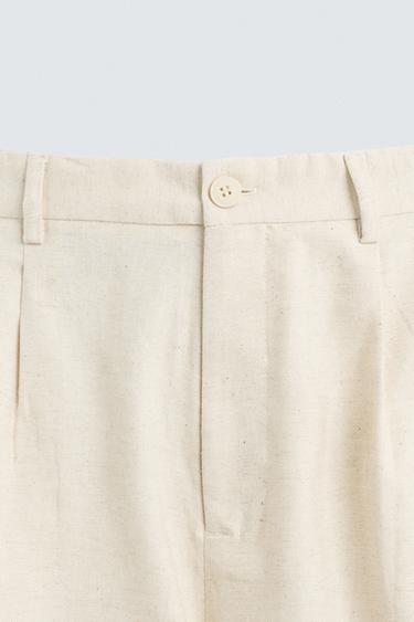 PANTALON COTON - LIN PLIS - Beige clair de Zara - Image 8