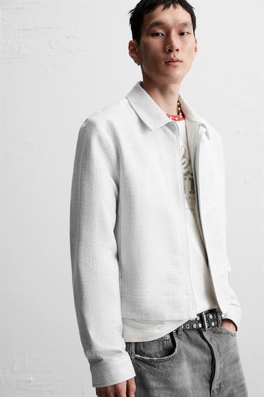 CROPPED FIT JACQUARD JACKET - Light grey by Zara - Image 4