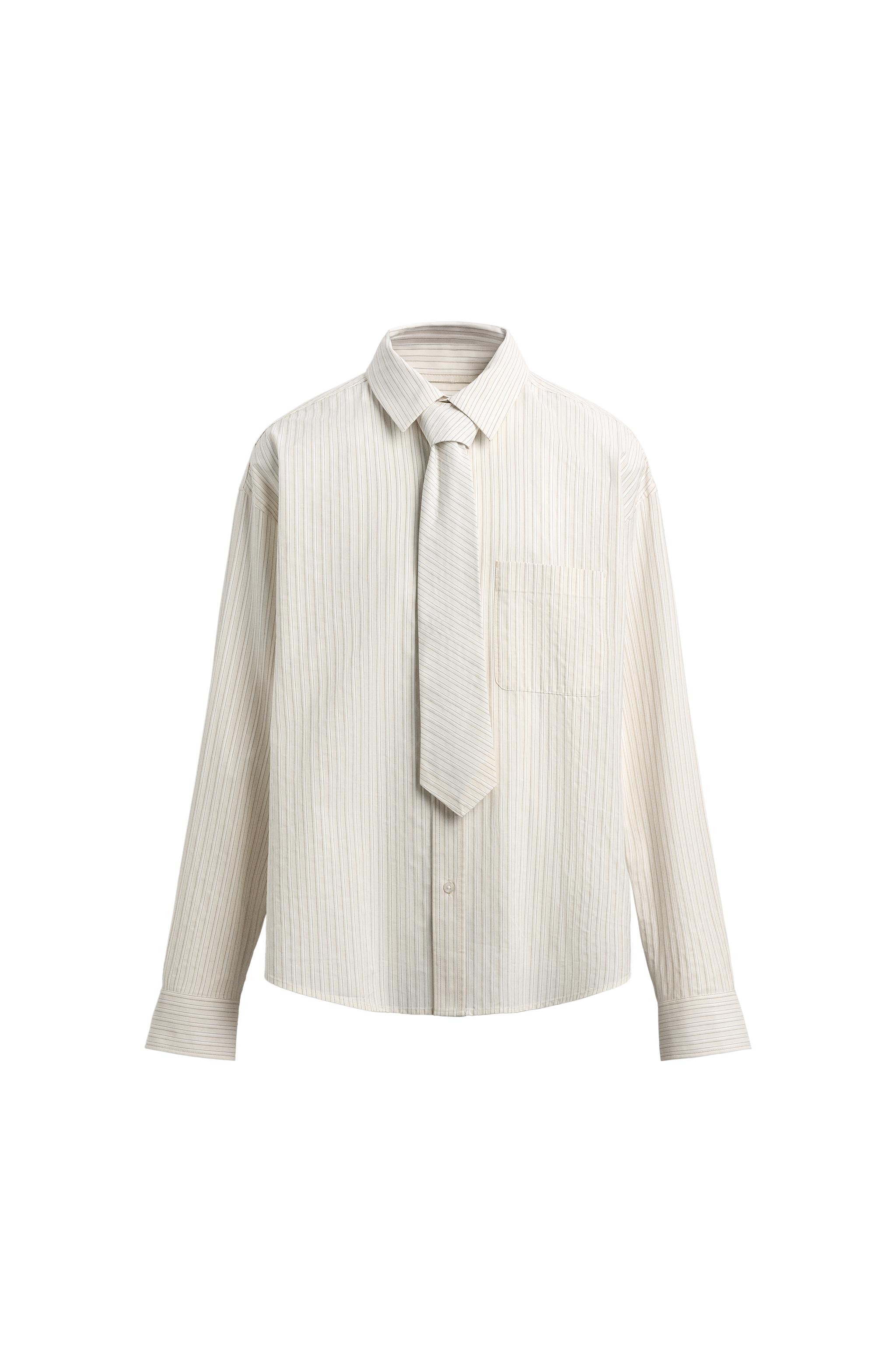 STRIPED SHIRT WITH CONTRAST TIE