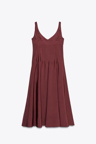 DRAWSTRING MIDI DRESS - Burgundy by Zara - Image 5