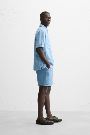 100% LINEN WASHED SHIRT - Bluish by Zara - Image 3