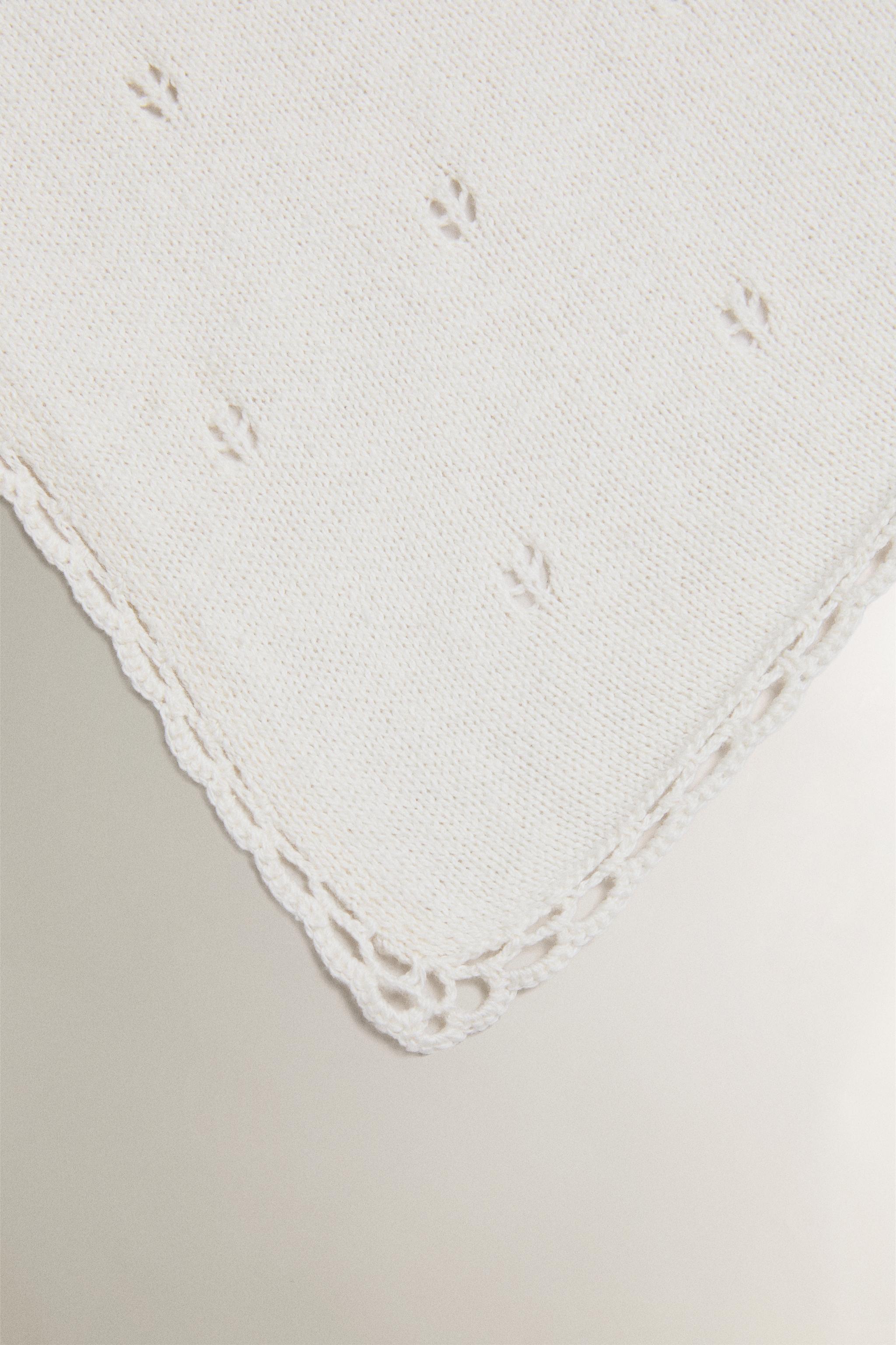 POINTELLE COTTON BABY BLANKET — Ecru